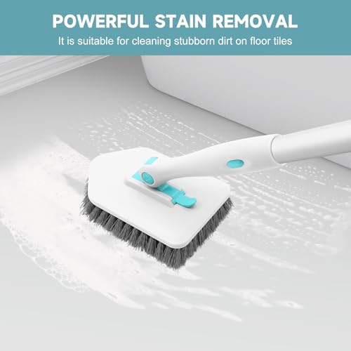 3-in-1 Shower Scrubber Brush with Adjustable Long Handle for Tub & Tile