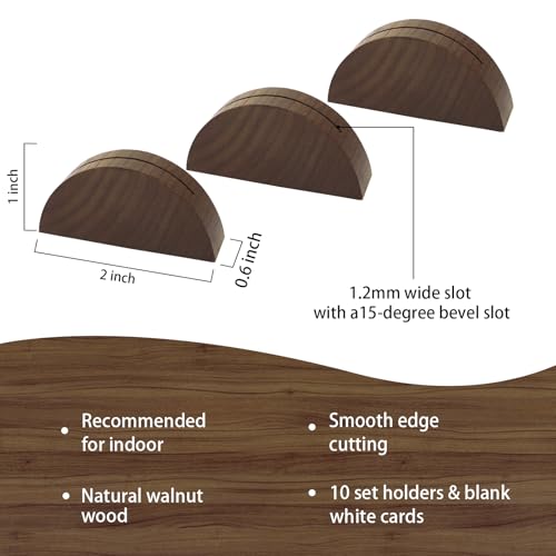 2-Inch Walnut Wood Place Card Holders - Set of 10 for Table Signs & Photos