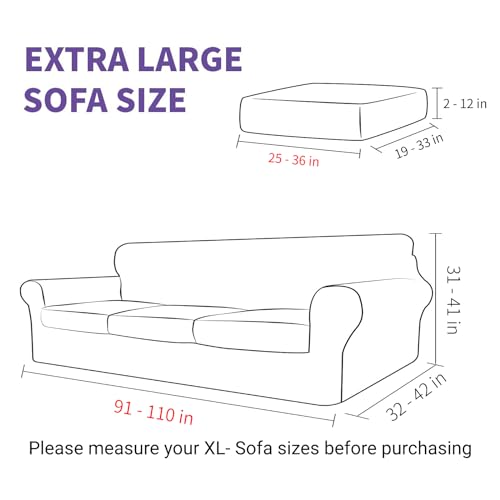 4 Piece Stretch Sofa Covers for 3 Cushion Couch, Khaki