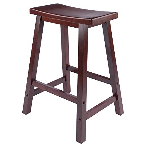 24-Inch Solid Wood Saddle Seat Counter Stool in Walnut
