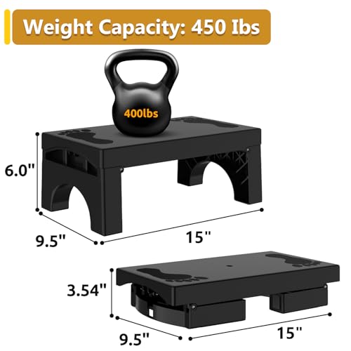 Heavy-Duty Foldable Step Stool - 450lb Capacity Non-Slip Collapsible Stool