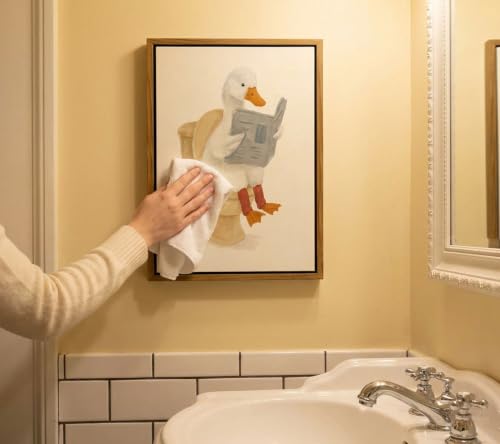 Funny Bathroom Goose Canvas Wall Art - Retro Duck Reading Newspaper Poster 8x10