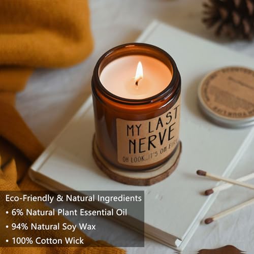 Homsolver My Last Nerve Lavender Candles - Funny Gift for Women Men, Birthday & White Elephant