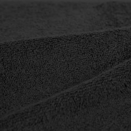 Black Cotton Washcloths for Face & Body, 16x26 Inches, Pack of 6 - Classic / Hand Towel