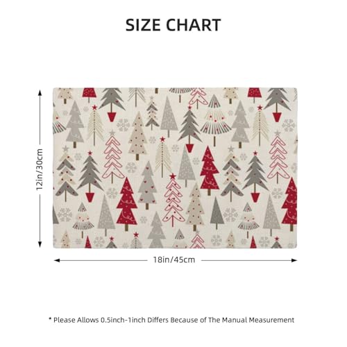 Sunshineyan Christmas Placemats Set of 4 - 18 x 12 Inches Geometric Colorful Christmas Tree Table Mats, Heat & Slip Resistant Holiday Decor (Christmas2 / 12" x 18")