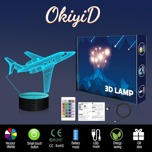 3D Airplane Illusion LED Night Light with Remote Control