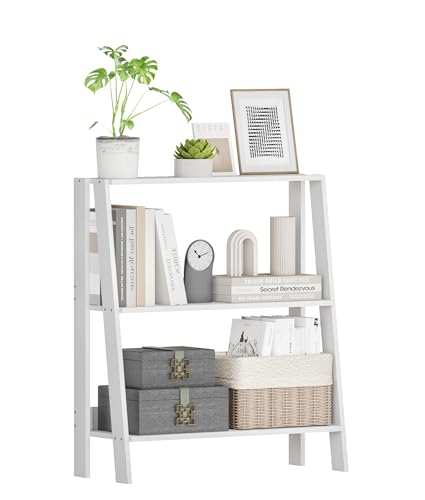 3-Tier Ladder Bookshelf, Small Freestanding Storage Shelf for Home Office