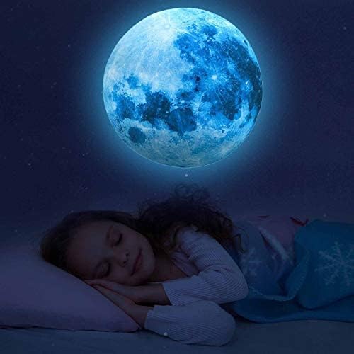 Glow in the Dark Moon and Stars Wall Decals for Kids Bedroom Ceiling