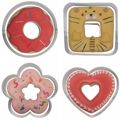 Stainless Steel Cookie Cutter Set 4 Pieces - Linzer, Heart, Flower, Square