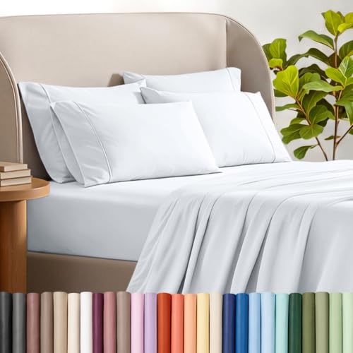 6-Piece Full XL Sheet Set, Ultra-Soft Brushed Microfiber Bedding - White