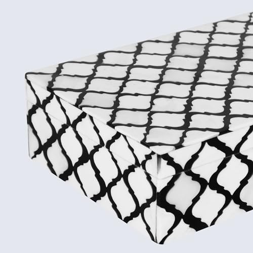 MUMTAZ-B&W Handicrafts Bone Inlay White Decorative Slim Storage Box 10 x 6 x 2.5 in