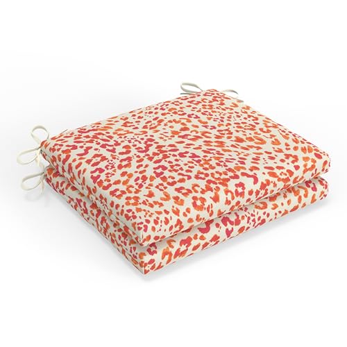 Pillow Perfect Abstract Seat Cushion, 16" x 18.5", Sunny Spot Papaya 2 Count