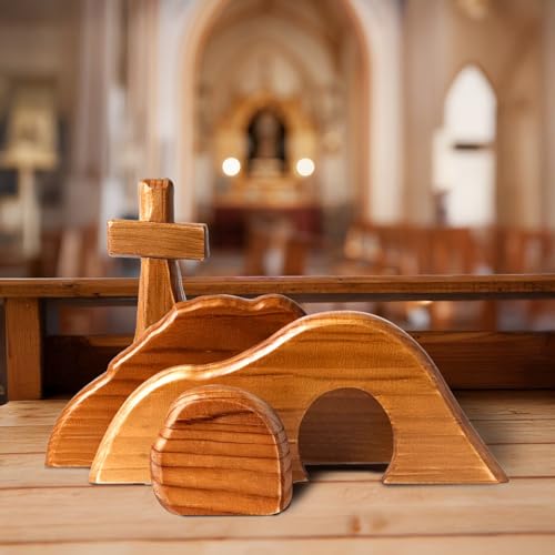 Wooden Easter Resurrection Scene Set - Religious Tabletop Decoration