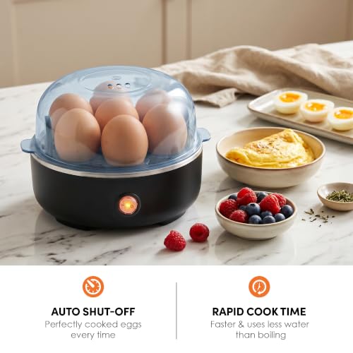 Electric 7-Egg Cooker & Boiler with Auto Shut-Off - BPA-Free, Black