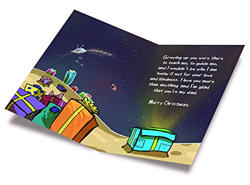 Prime Greetings Christmas Card for Dad Made in USA Eco-Friendly Thick Card Stock 5x7.75in with Premium Envelope - For Dad