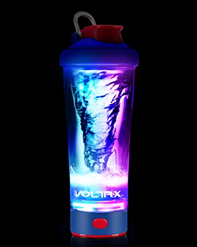 VOLTRX Power Blue Electric Shaker Bottle - USB-C Rechargeable Protein Mixer, 24 oz