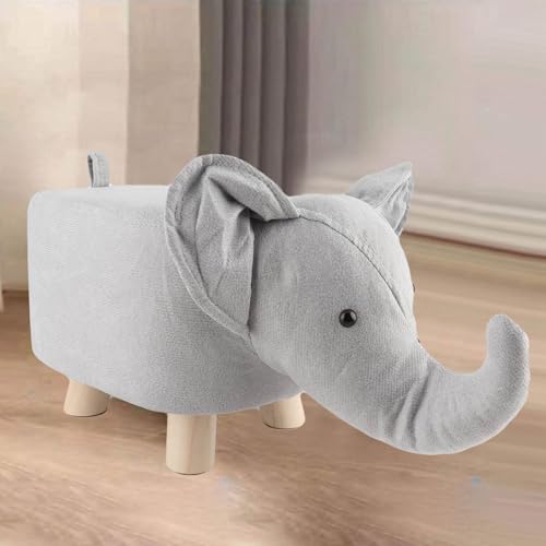 Elephant Shaped Animal Footstool, Kids Ottoman for Bedroom and Nursery Decor