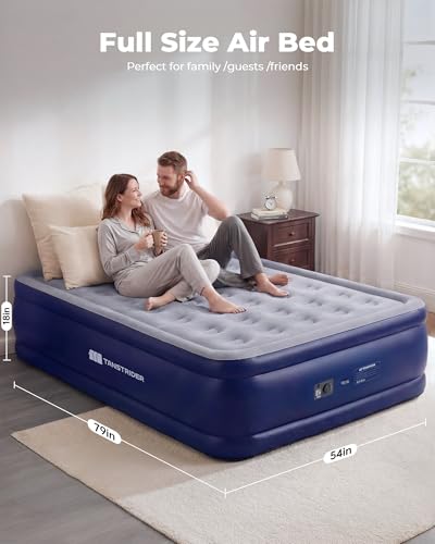 Full Air Mattress with Built-in Pump, 18" Raised, Quick Inflate