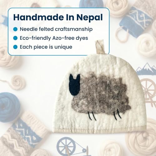 Sheep Wool Teapot Cozy Cover – Large Handmade Dome-Shaped Tea Kettle Cover, Insulates Hot Drinks Up to 2 Hours, Gift Idea