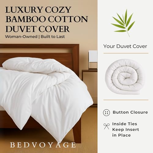 Twin Size Duvet Cover - Soft Bamboo-Cotton Blend, Button Closure