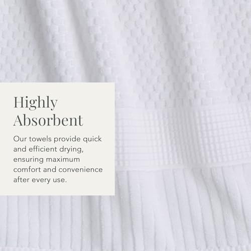 6-Piece Premium Cotton Bath Towel Set - Quick-Dry Absorbent White Towels