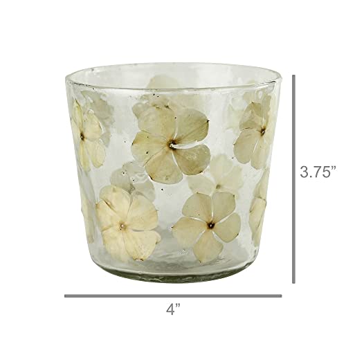 HomArt 4-Inch Enameled Glass Flower Hurricane Candle Holder