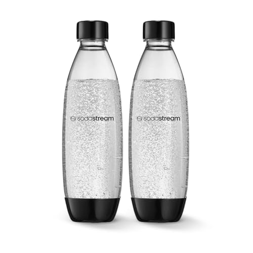 1L Reusable Carbonated Water Bottles - 2 Pack, Dishwasher Safe Slim