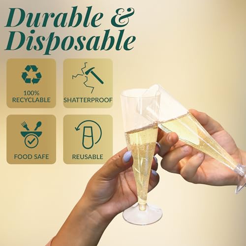 Reli. Plastic Champagne Flutes 100 Pack - Clear, 4.5 oz Disposable Glasses