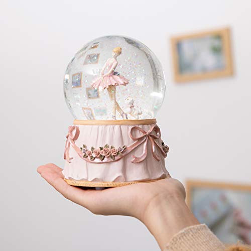 Rotating Ballerina Snow Globe with Music - 4-Inch Mechanical Glass Gift