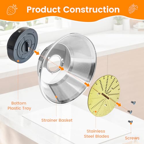 Juicer Mesh Filter Basket with Titanium-Coated Blades for Centrifugal Juicers