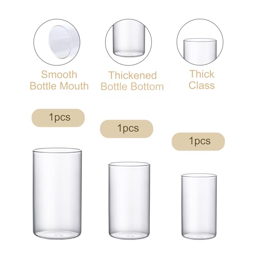 Clear Glass Hurricane Candle Holders - Set of 3 for Pillar Candles