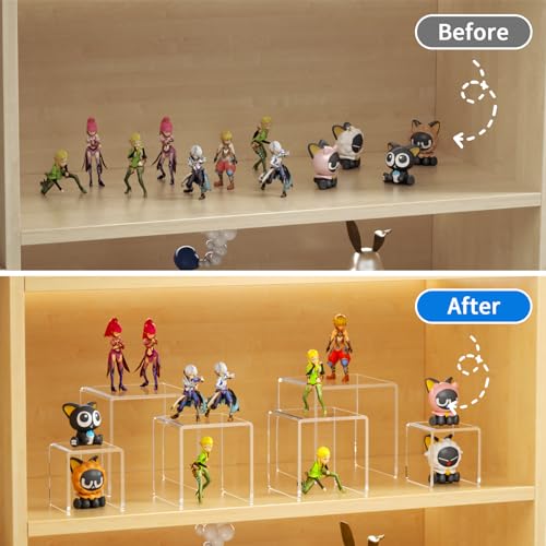 Clear Acrylic Display Risers - 6-Piece Set for Figures and Desserts