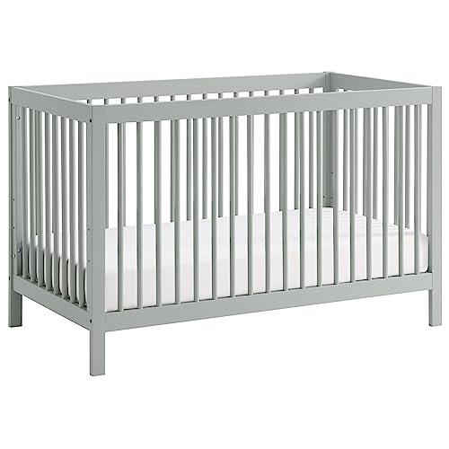4-in-1 Convertible Baby Crib, Full Size Modern Wood Crib with Round Spindles