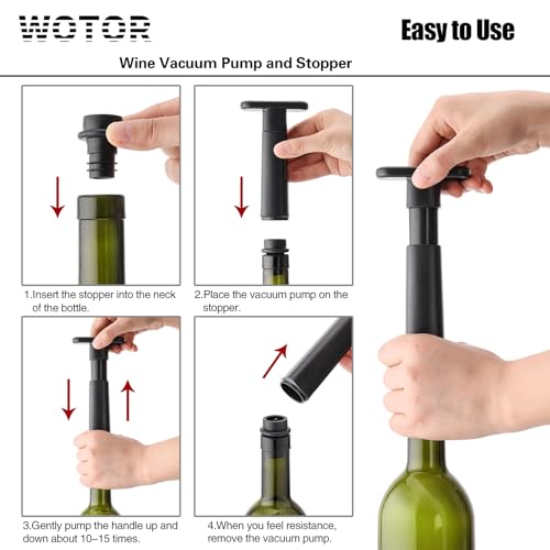 Wine Saver Vacuum Pump with 4 Reusable Stoppers - Fresh Wine Preserver