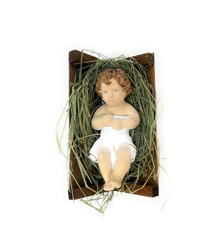 3.5 Inch Baby Jesus in Manger Figurine, Handcrafted Nativity Set Piece