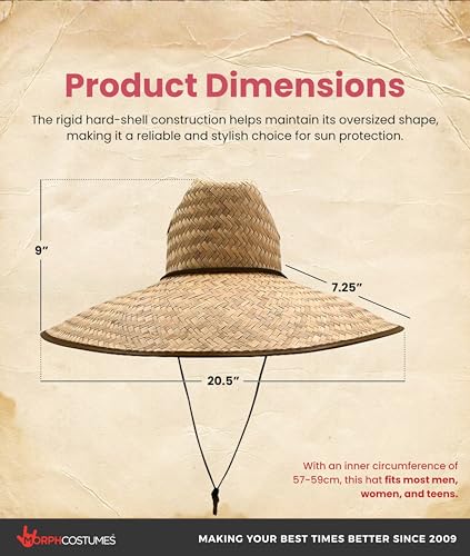 Large Straw Sombrero Sun Hat for Men, Colorful Mexican Style Hat