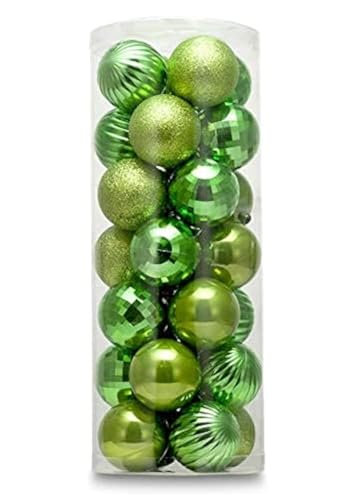 28ct Shatterproof Mini Christmas Ball Ornaments - 1.57 Inch Lime Green