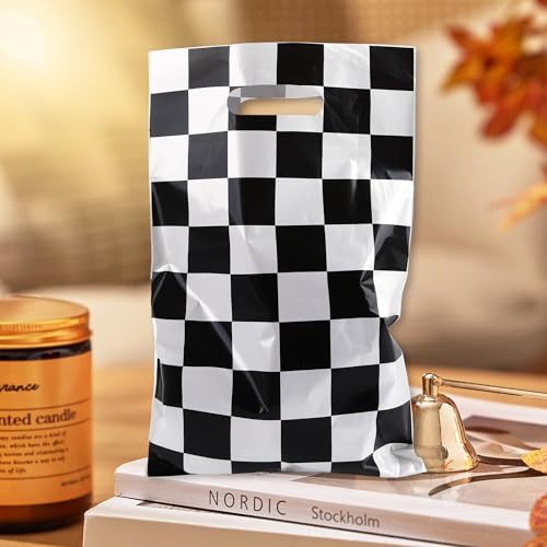 30-Pack Checkered Race Car Party Favor Bags with Handles for Kids