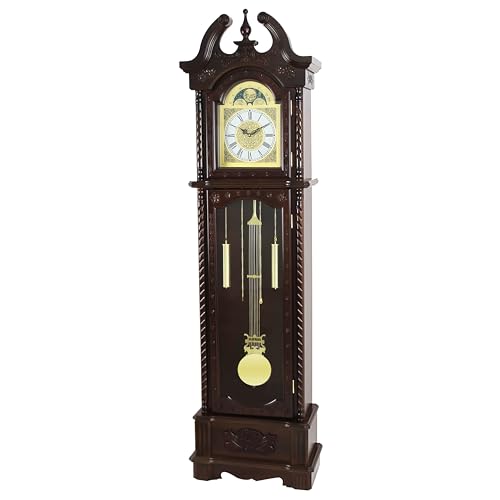 Grandfather Floor Clock with Walnut Finish, Glass Door, Westminster Chime