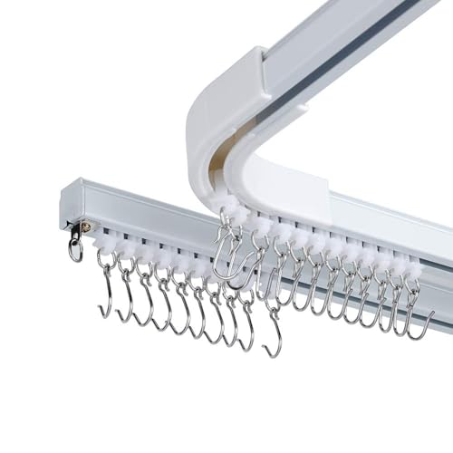 Heavy-Duty Aluminum Ceiling Curtain Track System 12-18 ft White
