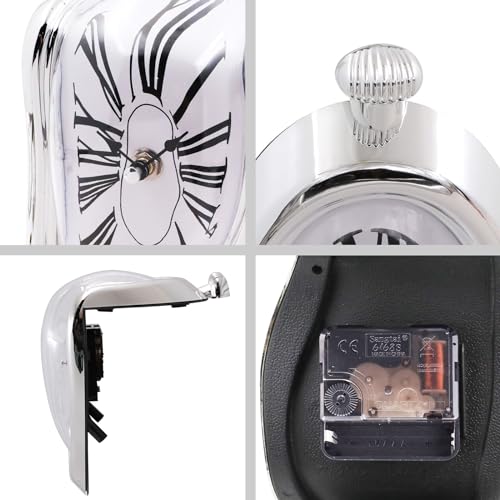 FAREVER Rome Silver Melting Clock Salvador Dali Surreal Desk Decor Gift