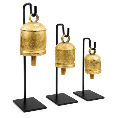 Brass Rustic Christmas Cow Bells Set of 3 - Handmade Holiday Decor