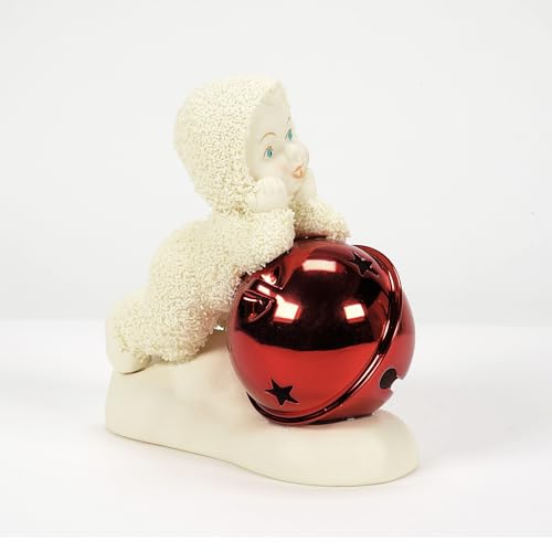 Christmas Snowbaby Figurine with Red Jingle Bell - Holiday Decor, 3.54 Inch