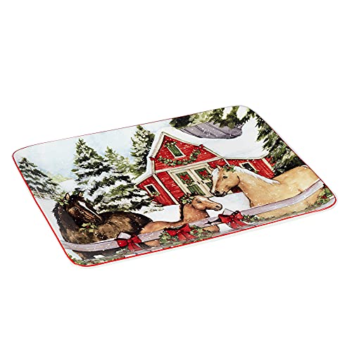 Certified International Homestead Christmas Rectangular Serving Platter 16x12 in