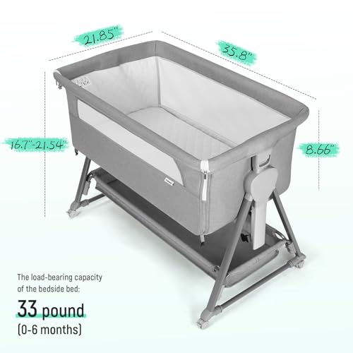 Adjustable Bedside Bassinet Sleeper with Mattress & Storage Basket