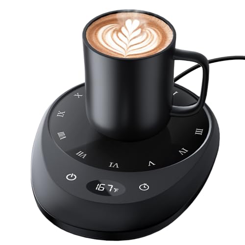MEION Black Coffee Mug Warmer for Desk, 4 Temp Settings & Auto Shut Off