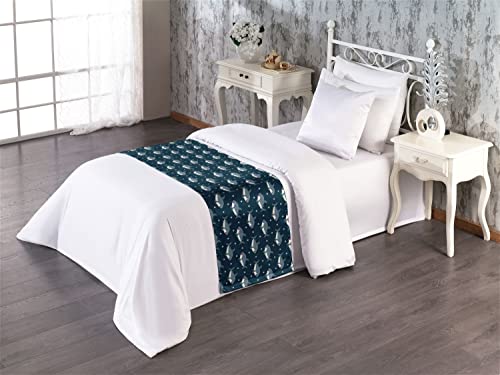 Lunarable Baby Shark Satin Bed Runner, Decorative Twin Bed Scarf, Taupe
