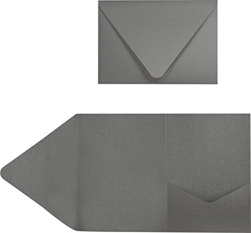 LUXPaper A7 Pocket Invitations | 5" x 7" | Smoke Gray | 100lb. Cover | 50 Qty