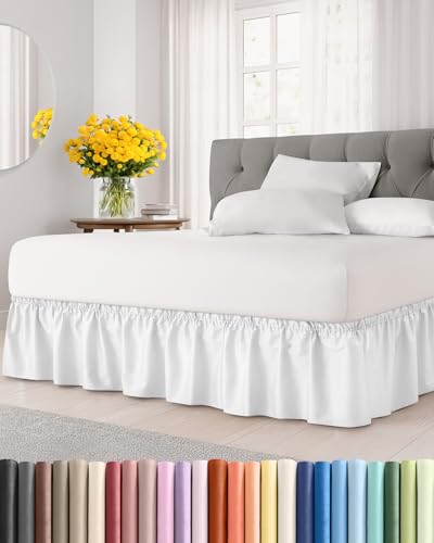 CGK Unlimited Queen Size Wrap Around Bed Skirt - 12 Inch Drop White