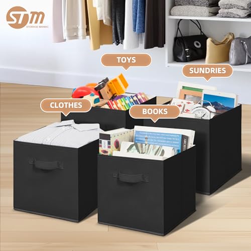 Collapsible Fabric Storage Cubes 11 Inch Foldable Bins 6 Pack Black